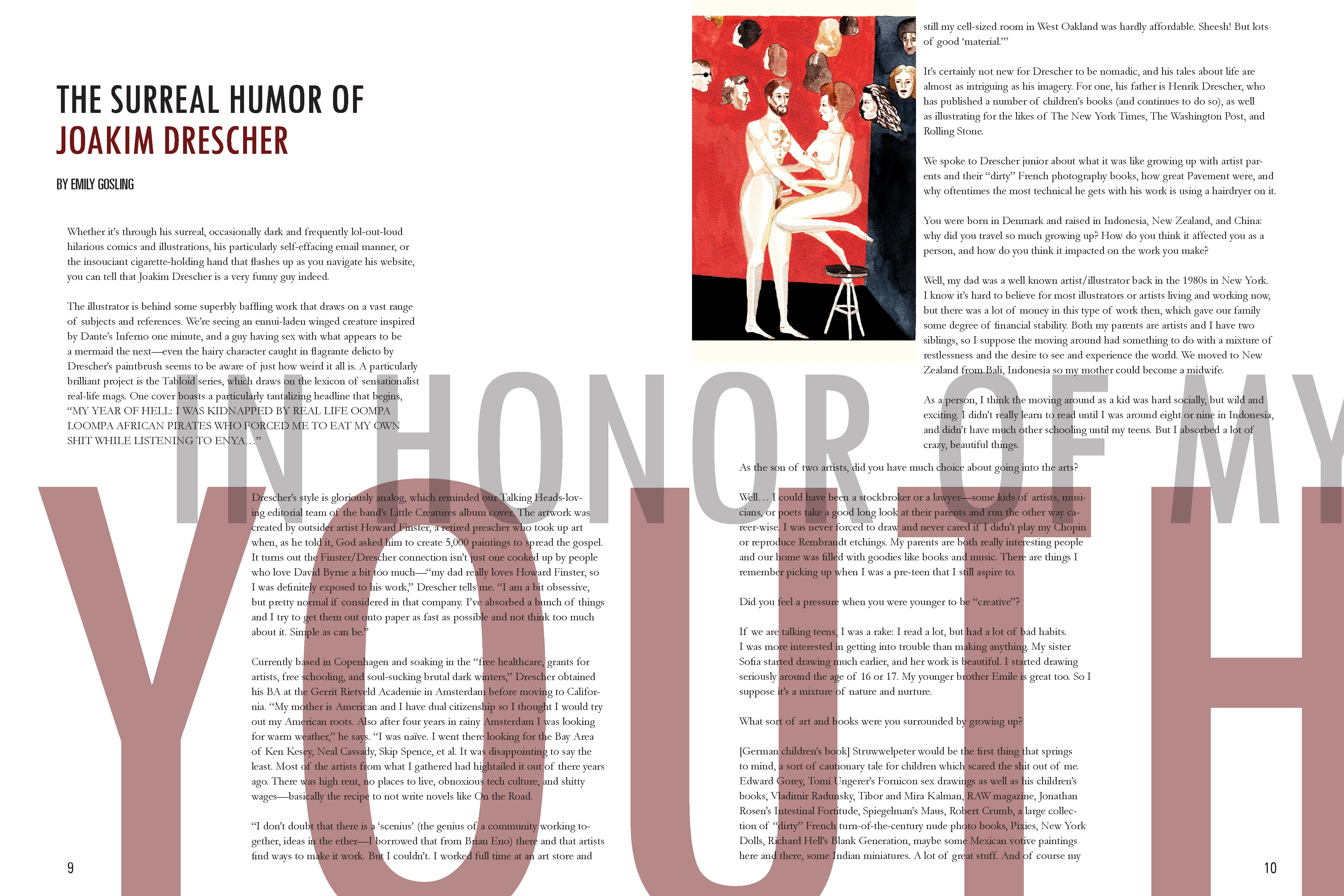 first spread for In Honor of My Youth