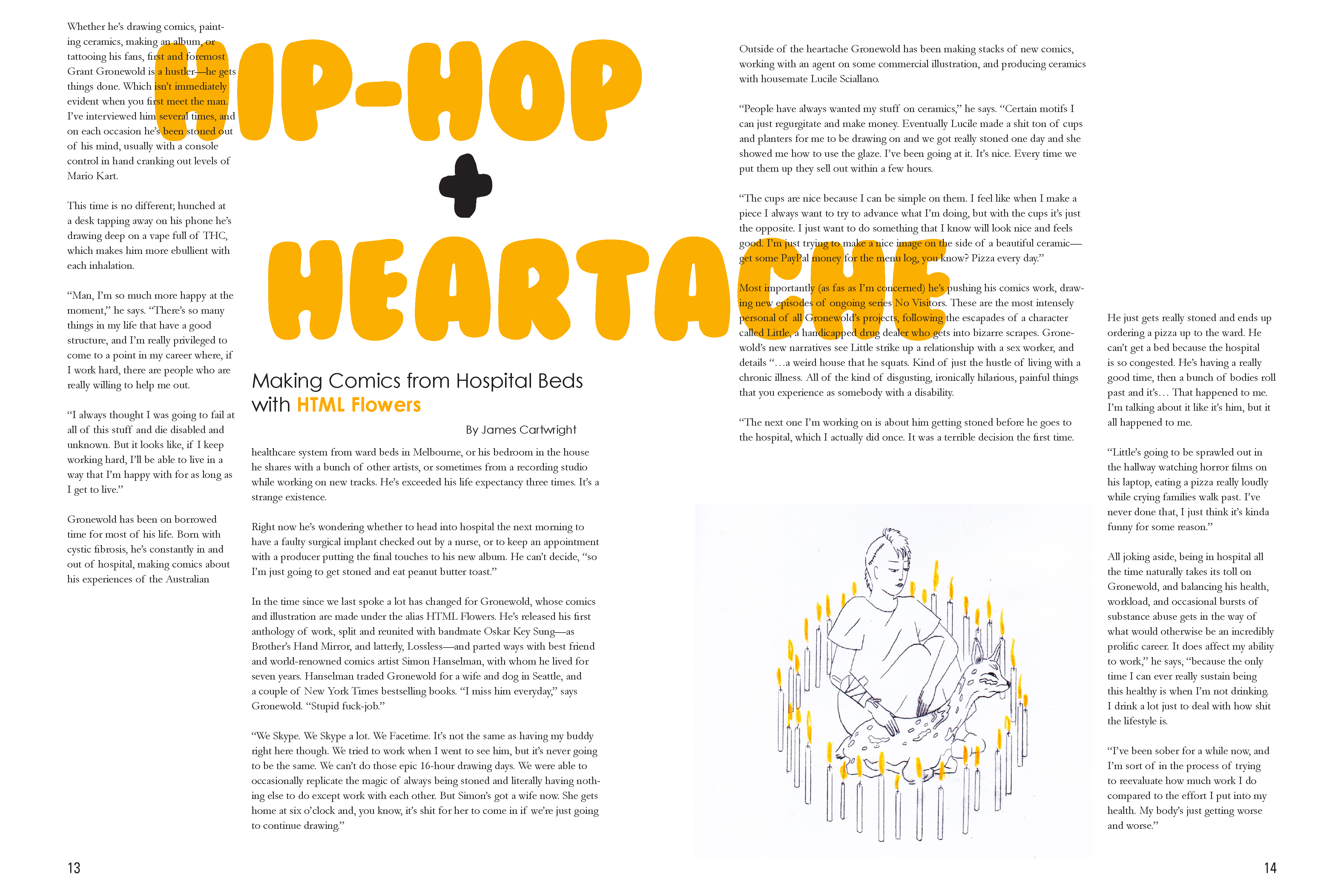 first spread for Hip-Hop and Hearthache