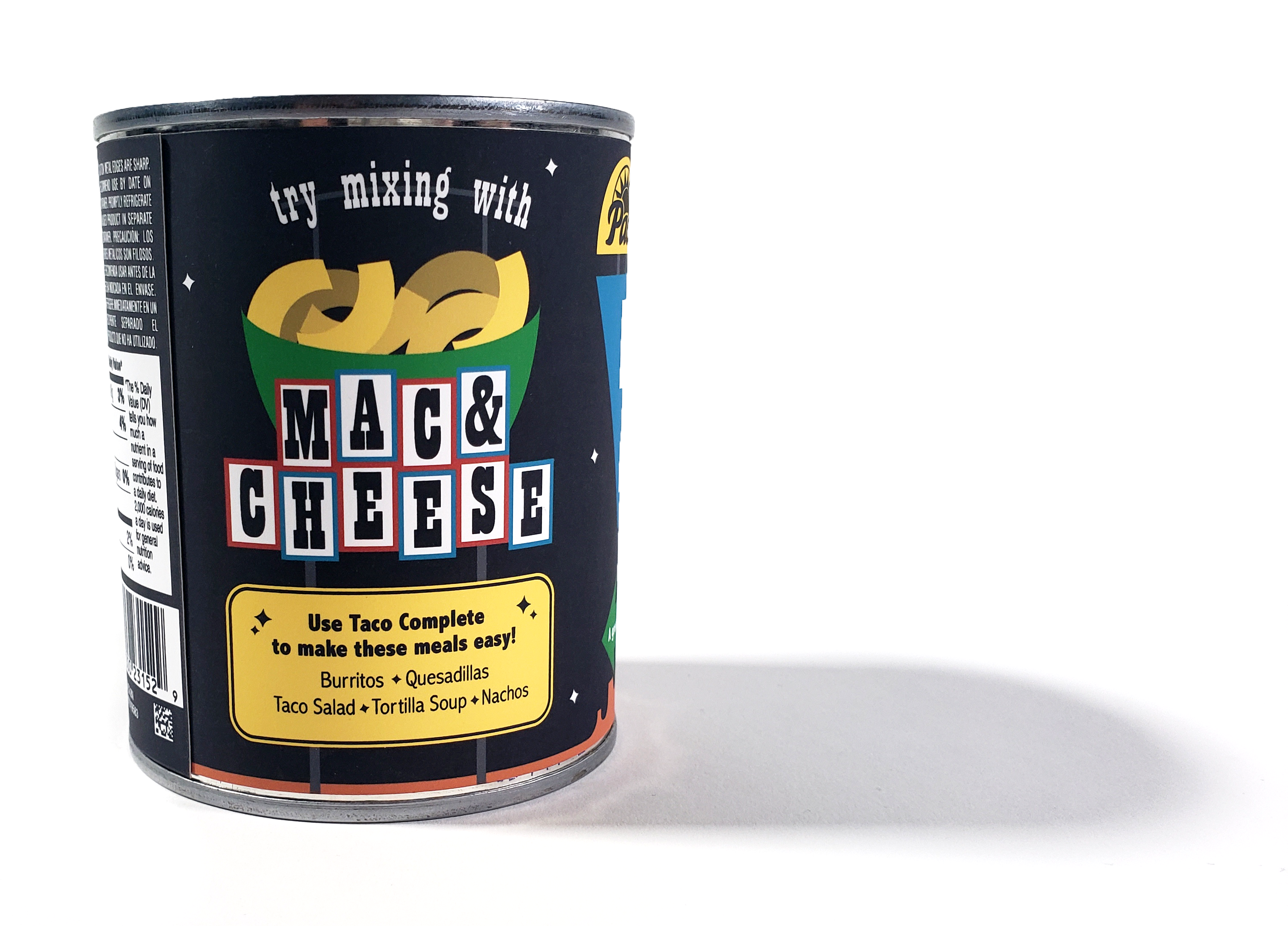 back of taco complete can label